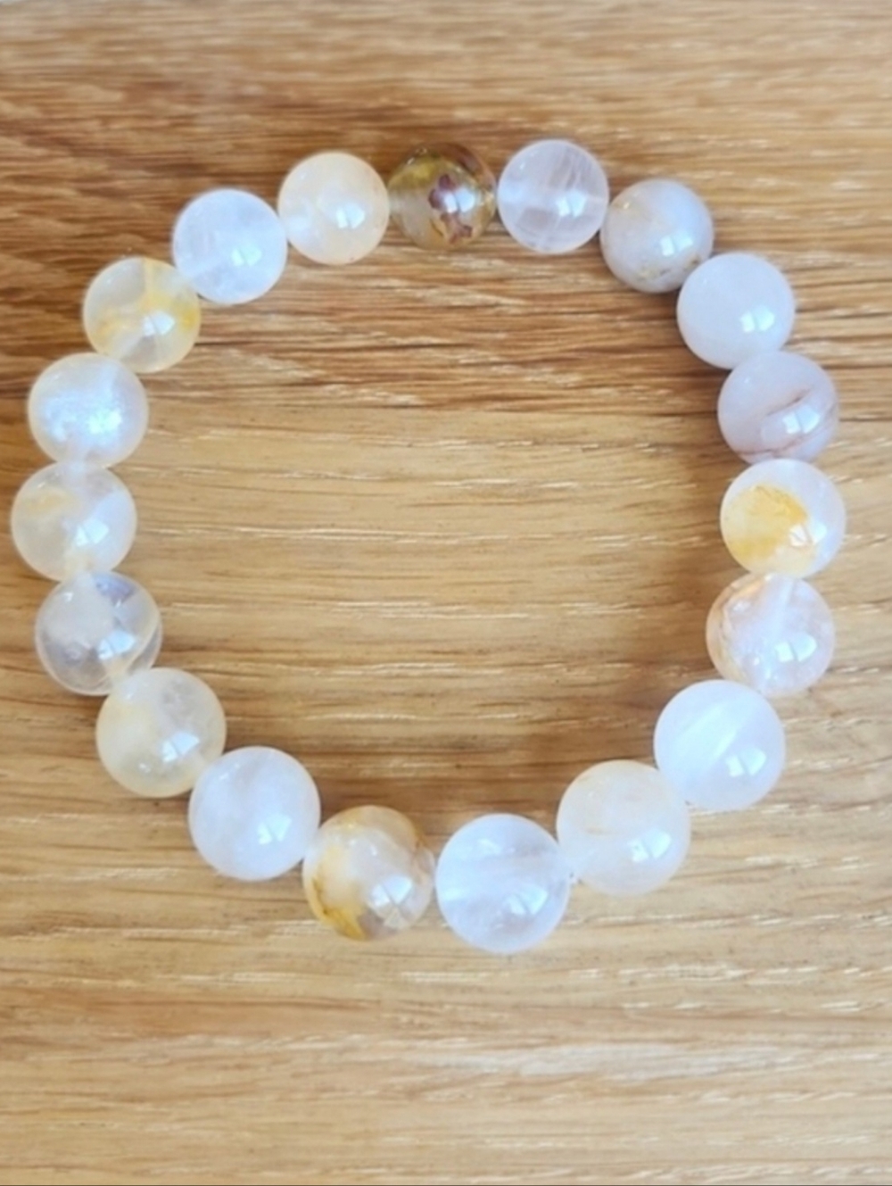 Golden Yellow Healer Quartz Beaded Stretch Bracelet  | Handmade